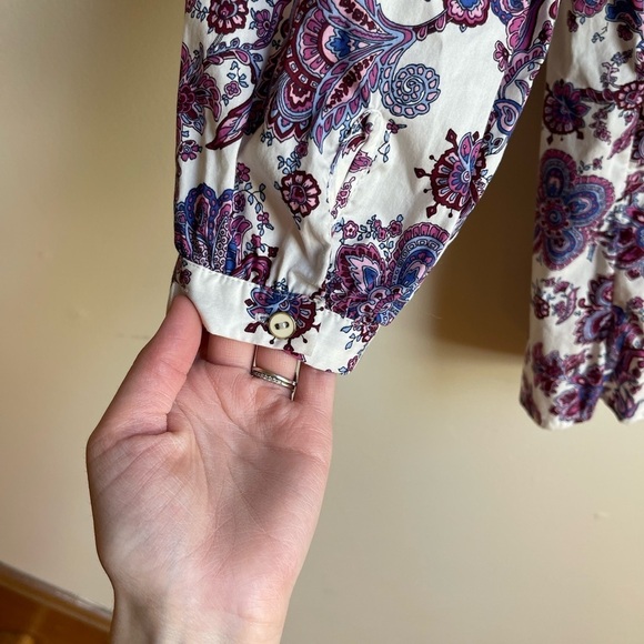 Talbots Puff Sleeve Blouse Paisley Print Size Small Bohemian - Picture 5 of 7
